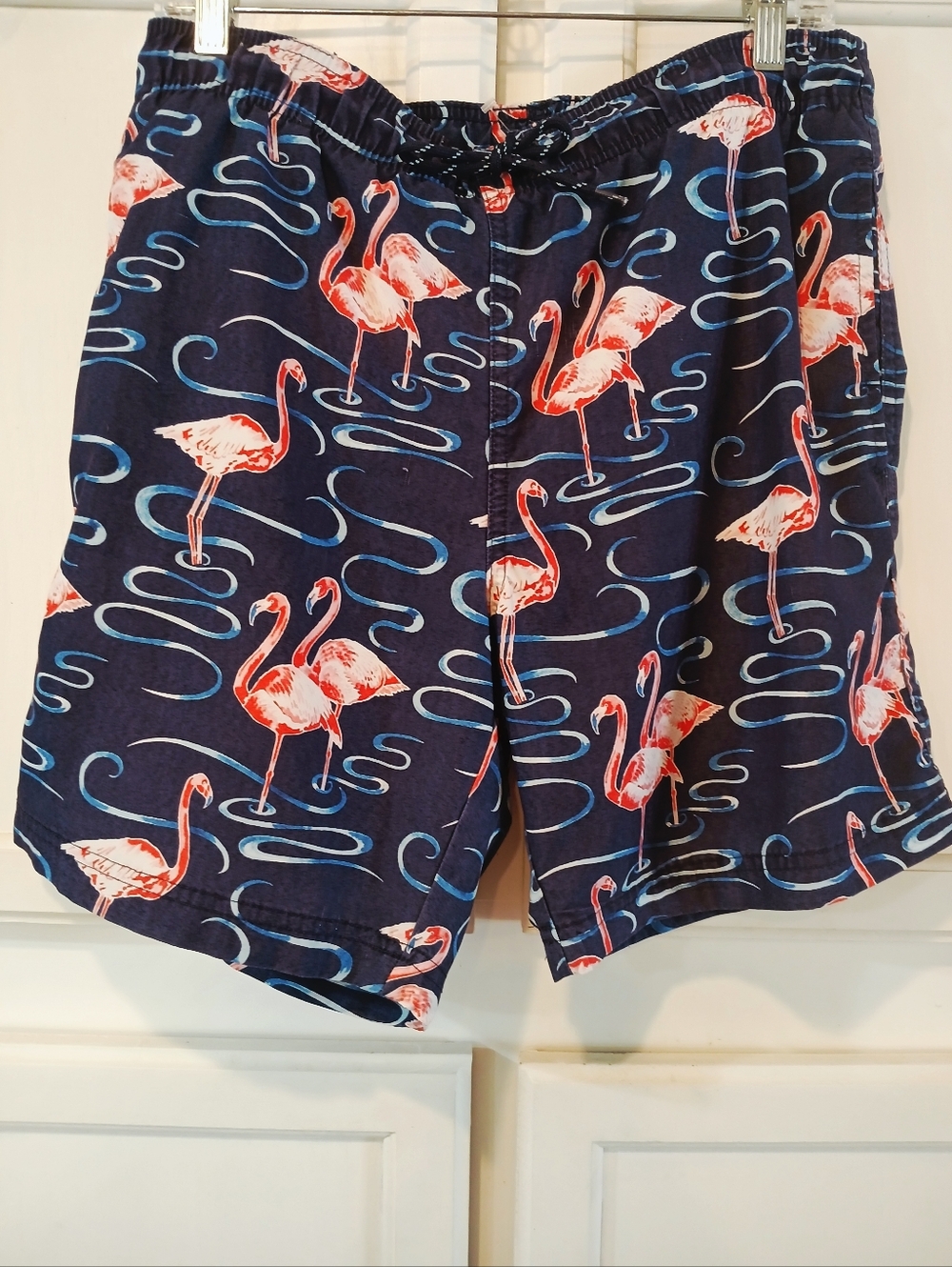George Mens Flamingo Swim Trunks With Pockets S (28-30)